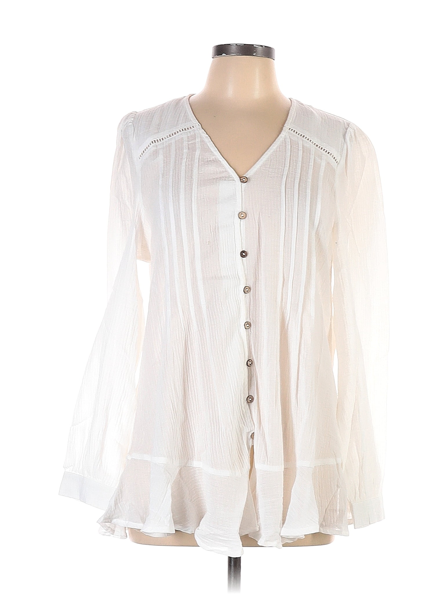 Pull Femme à Manches Longues DONNA RAE - Blanc Dentelle, Taille 1X/XL, Neuf Avec étiquettes (NWOT)