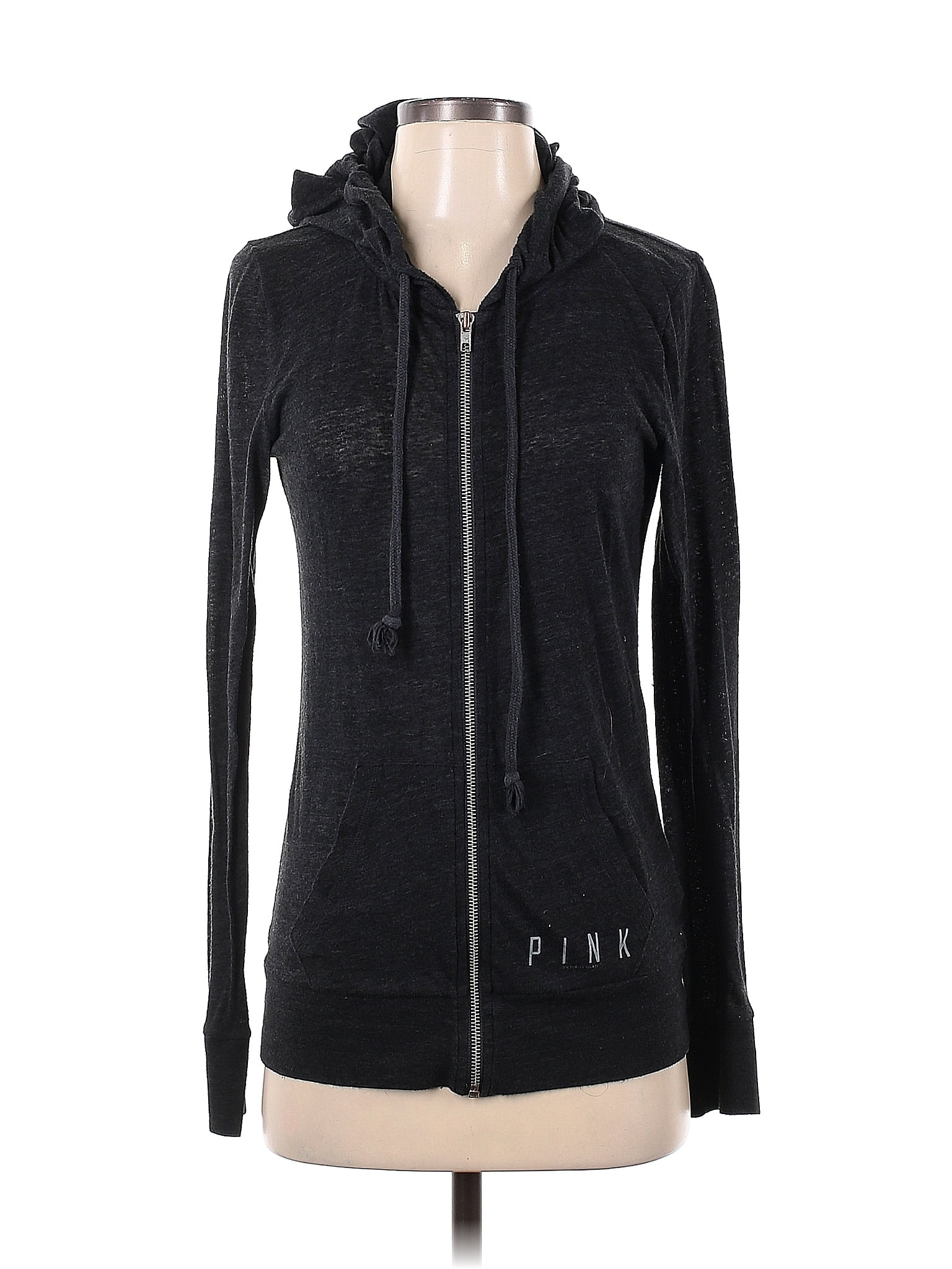 Victoria's Secret Pink Black Zip Up Hoodie Size XS 43 off thredUP