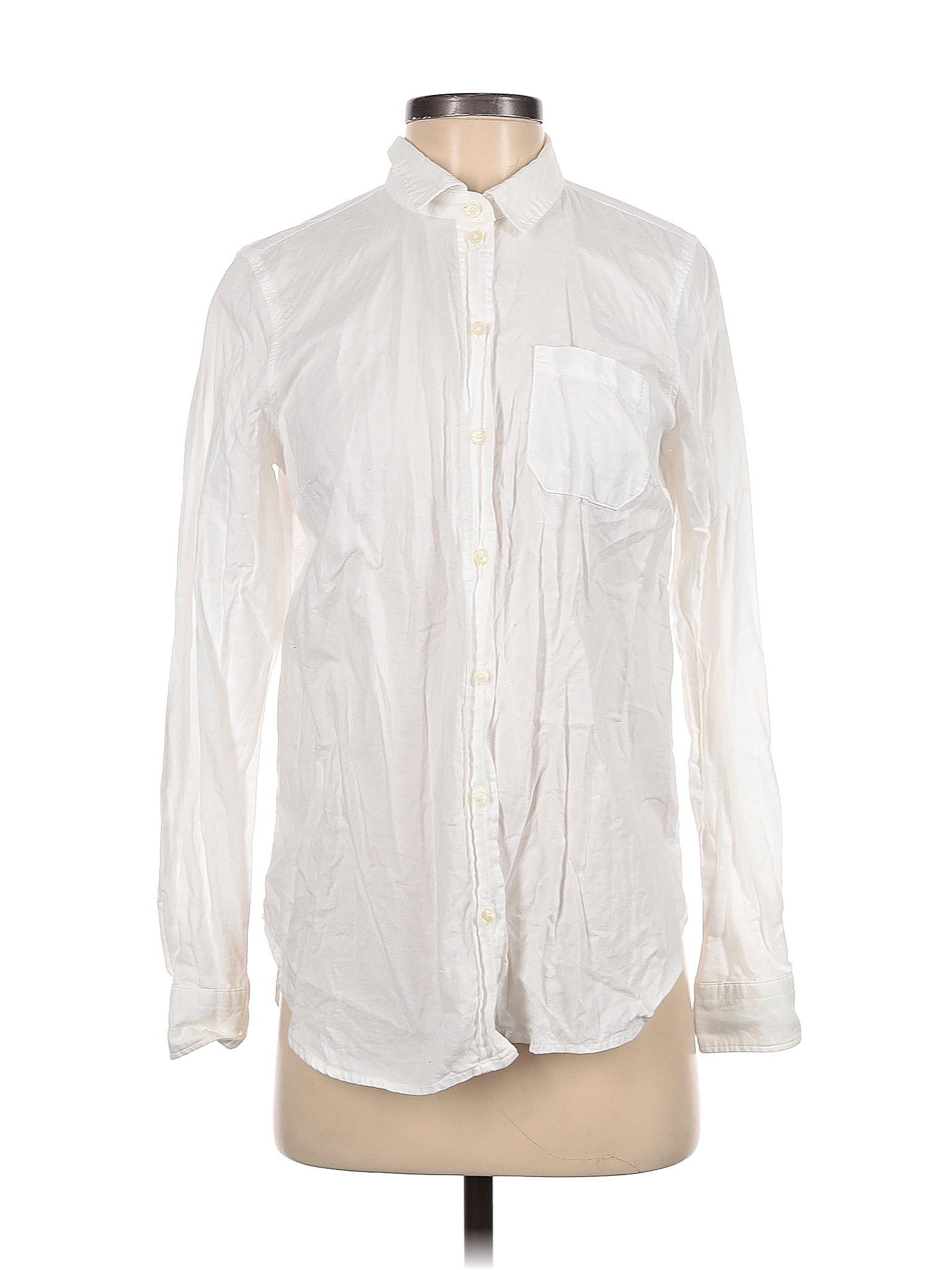Old Navy 100% Cotton White Long Sleeve Button-Down Shirt Size S - 45% ...