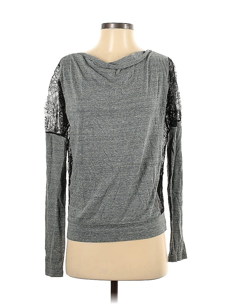 Pre-owned Trouve Long Sleeve Top Gray Crew Neck Tops