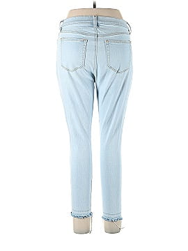 Ann Taylor LOFT Petite Unpicked Hem High Rise Skinny Jeans in Soft Washed Blue (view 2)