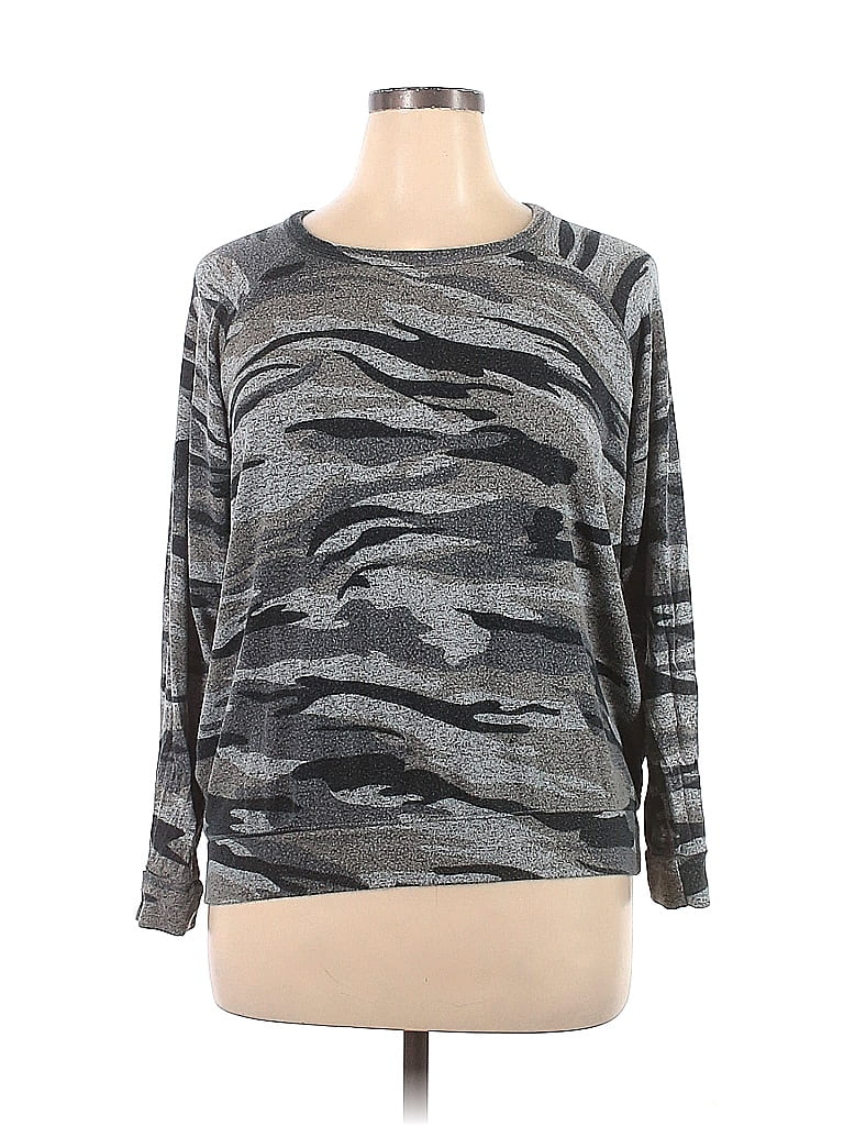 Buffalo by David Bitton Camo Acid Wash Print Animal Print Zebra Print Gray Pullover Sweater Size XL - photo 1