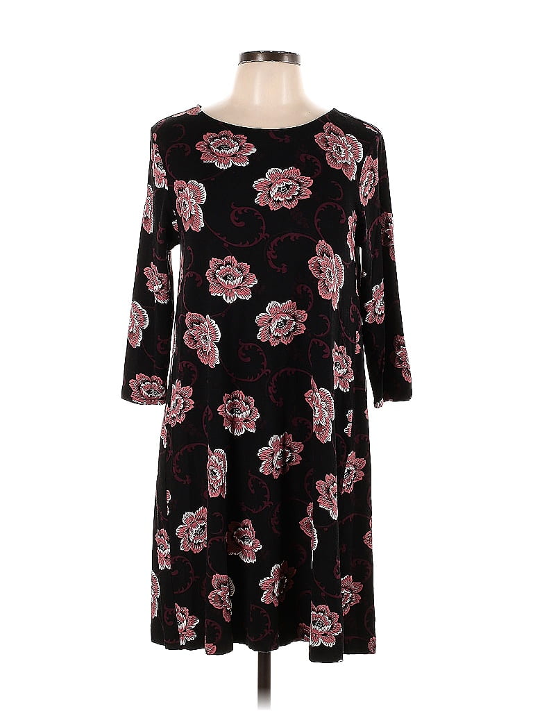 Ann Taylor Loft Outlet Floral Motif Paisley Black Casual Dress Size L