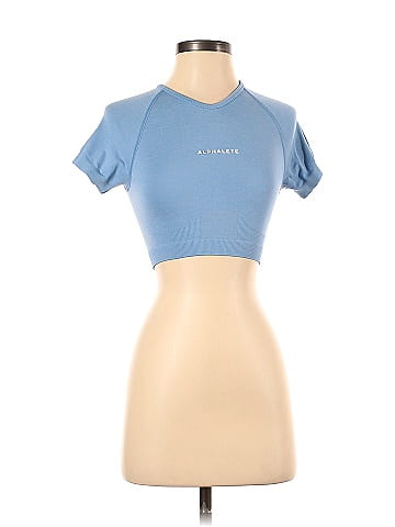 Alphalete Athletics Solid Blue Active T-Shirt Size XS - 84% off