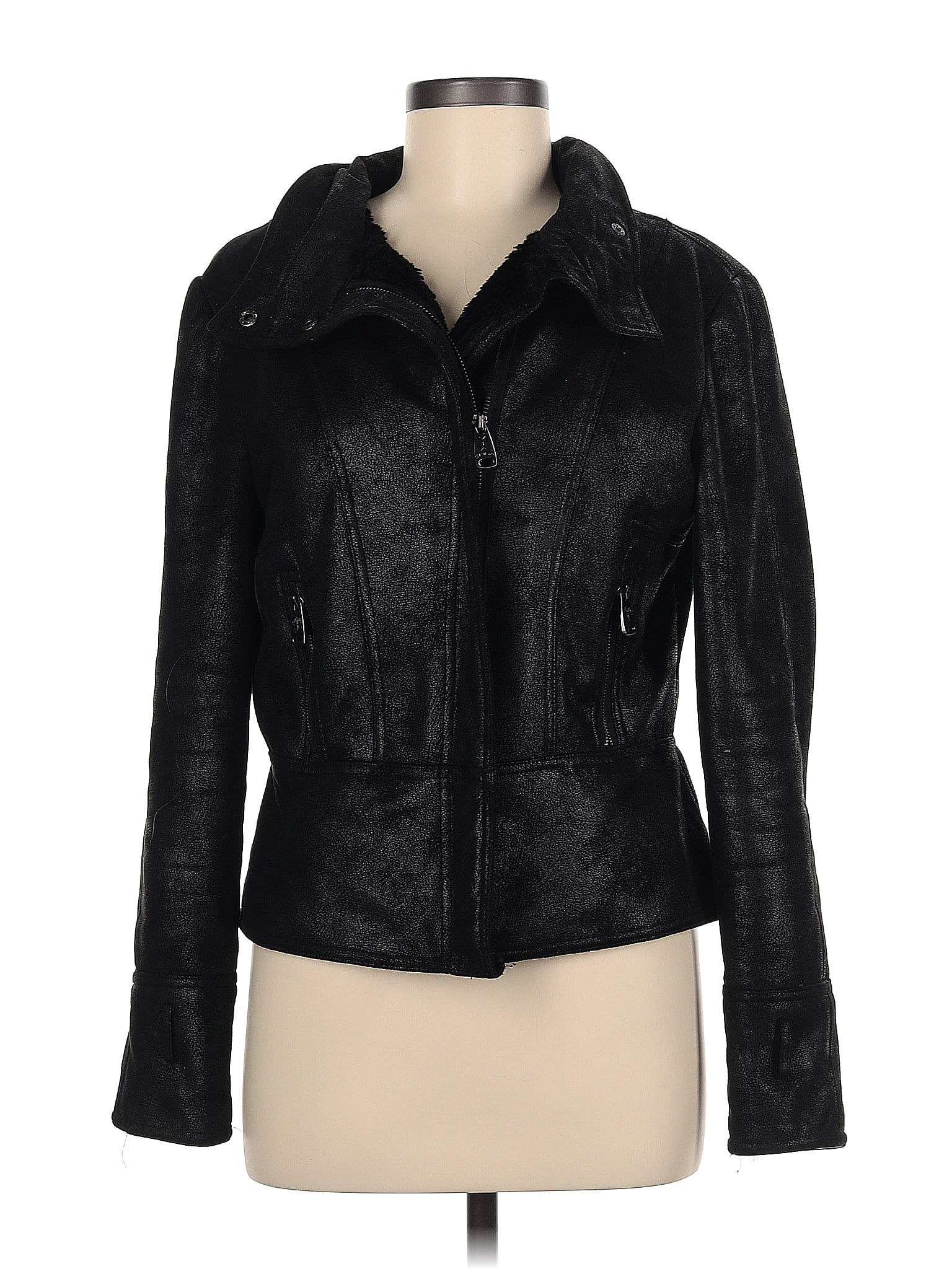 Via Spiga 100% Polyester Black Faux Leather Jacket Size M - 76% off ...