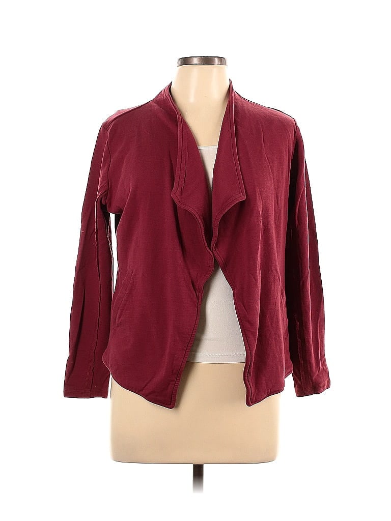 Caslon 100% Cotton Red Burgundy Cardigan Size L (petite) - 60% Off 