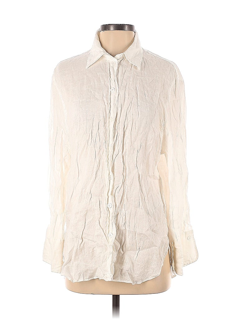 Zara 100% Linen Ivory Long Sleeve Button-Down Shirt Size S - 51% off ...