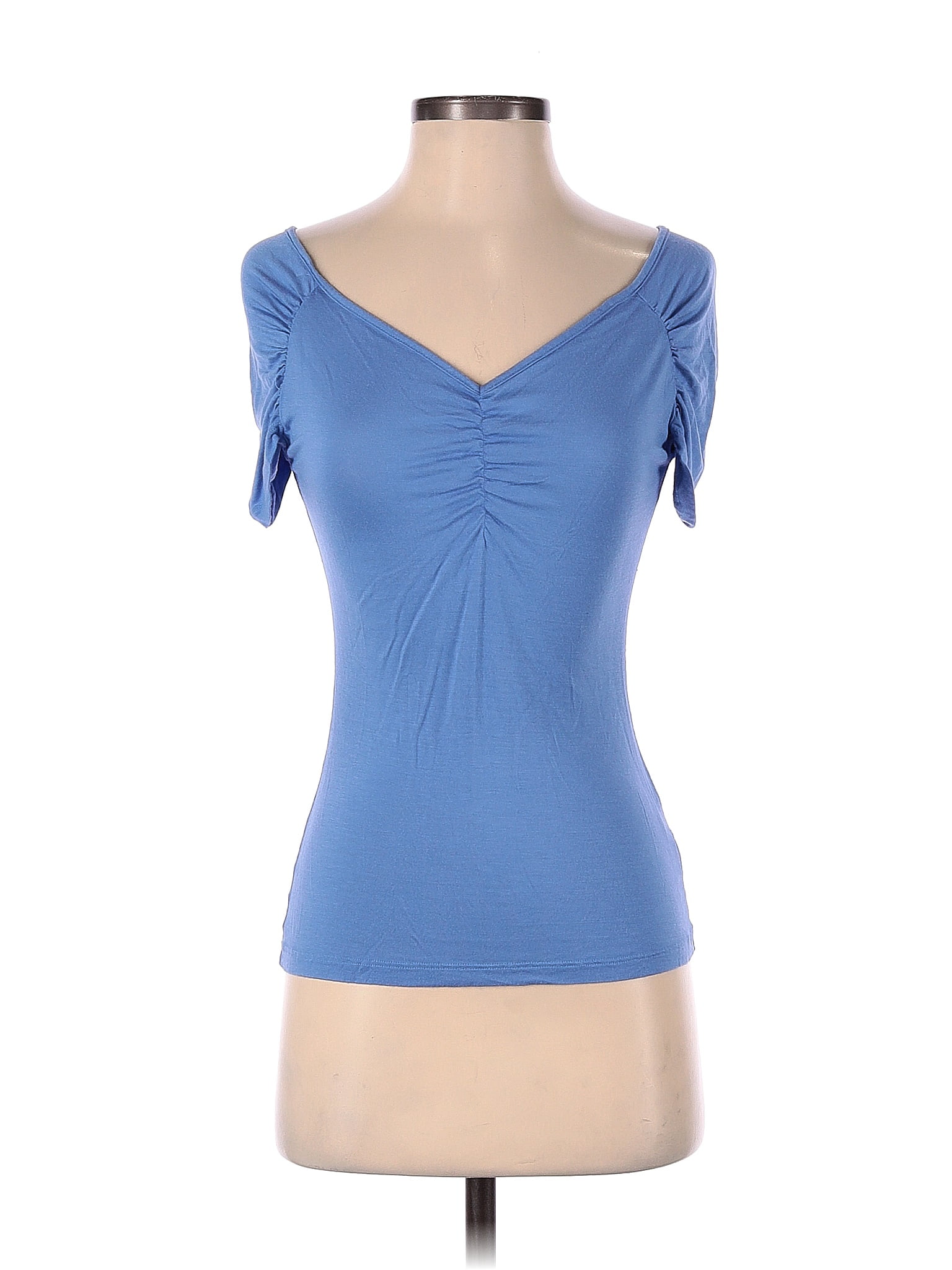 The Limited 100 Modal Solid Blue Short Sleeve Top Size S 74 Off