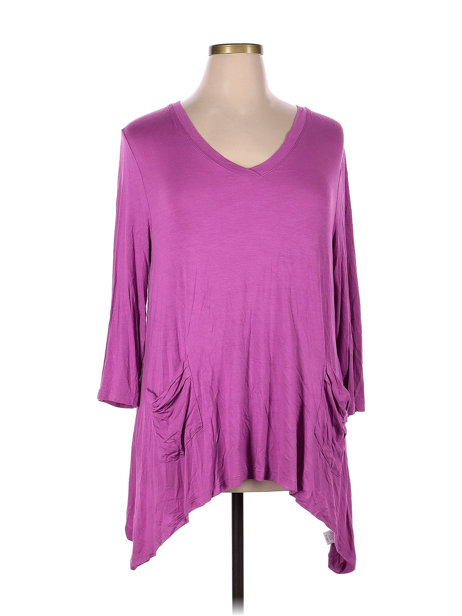 Logo By Lori Goldstein Solid Purple Long Sleeve Top Size Xl 57 Off