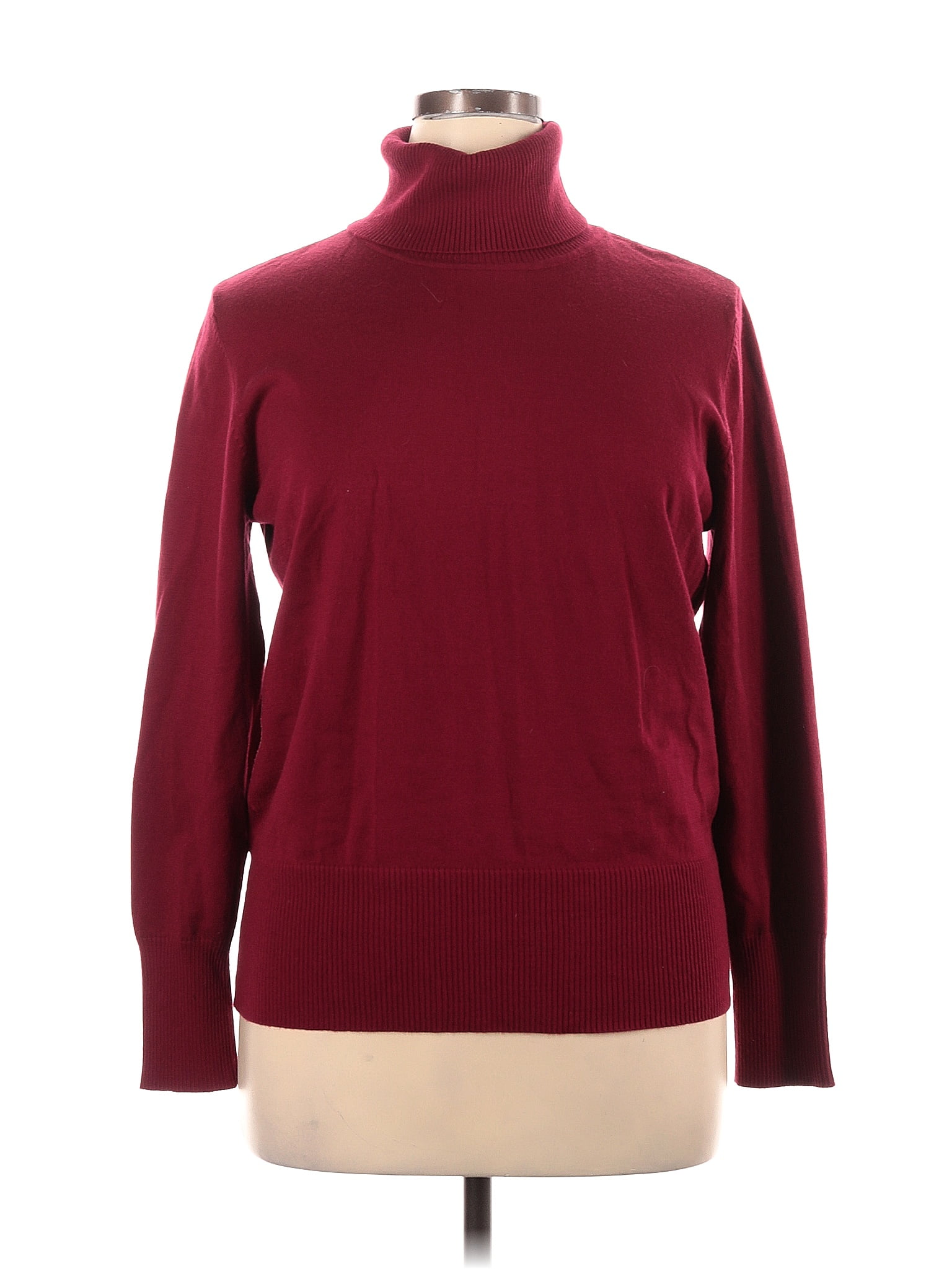 Lane Bryant Color Block Solid Red Burgundy Turtleneck Sweater Size 14 ...