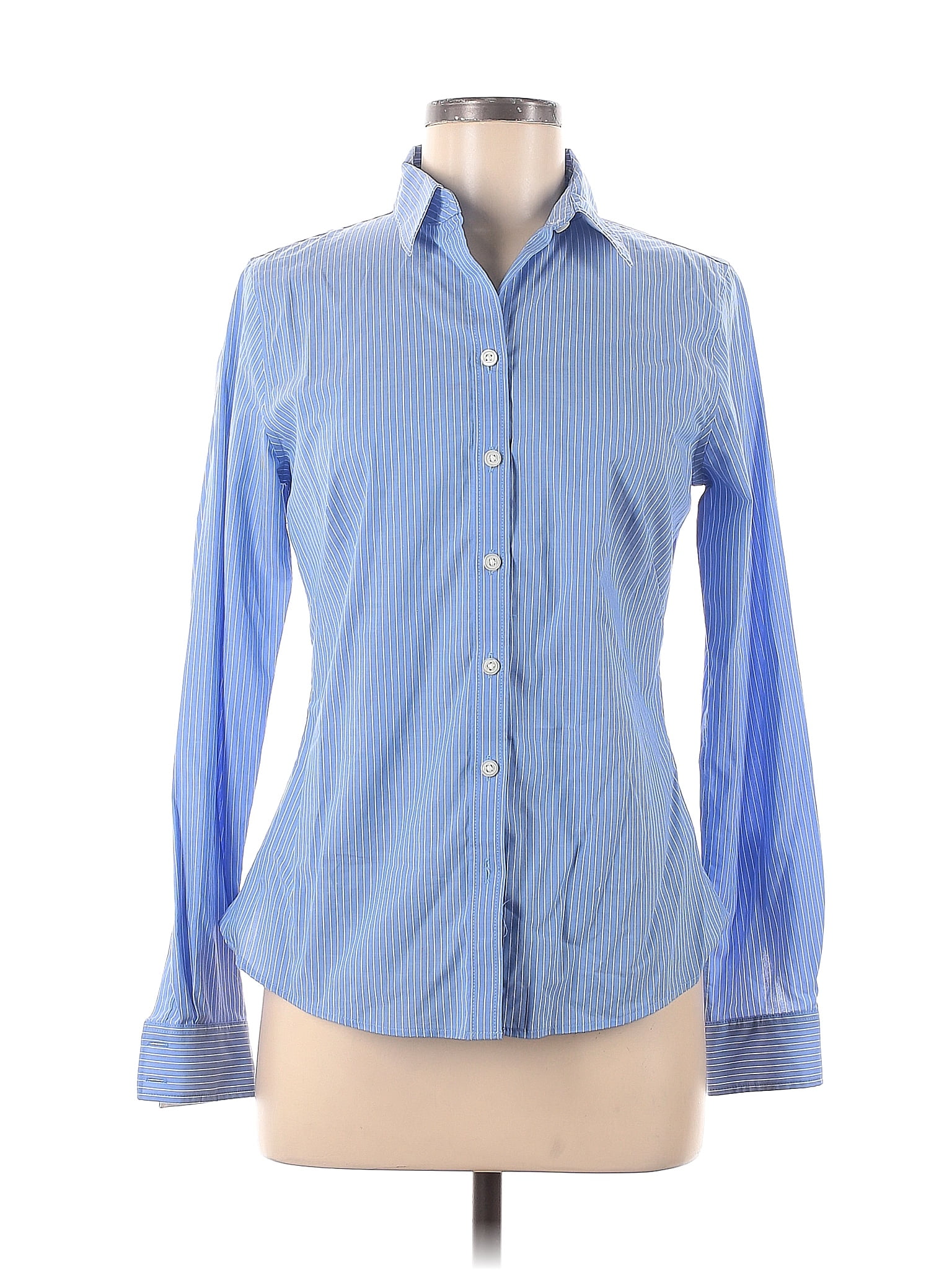 Banana Republic Stripes Blue Long Sleeve Button Down Shirt Size 8 81