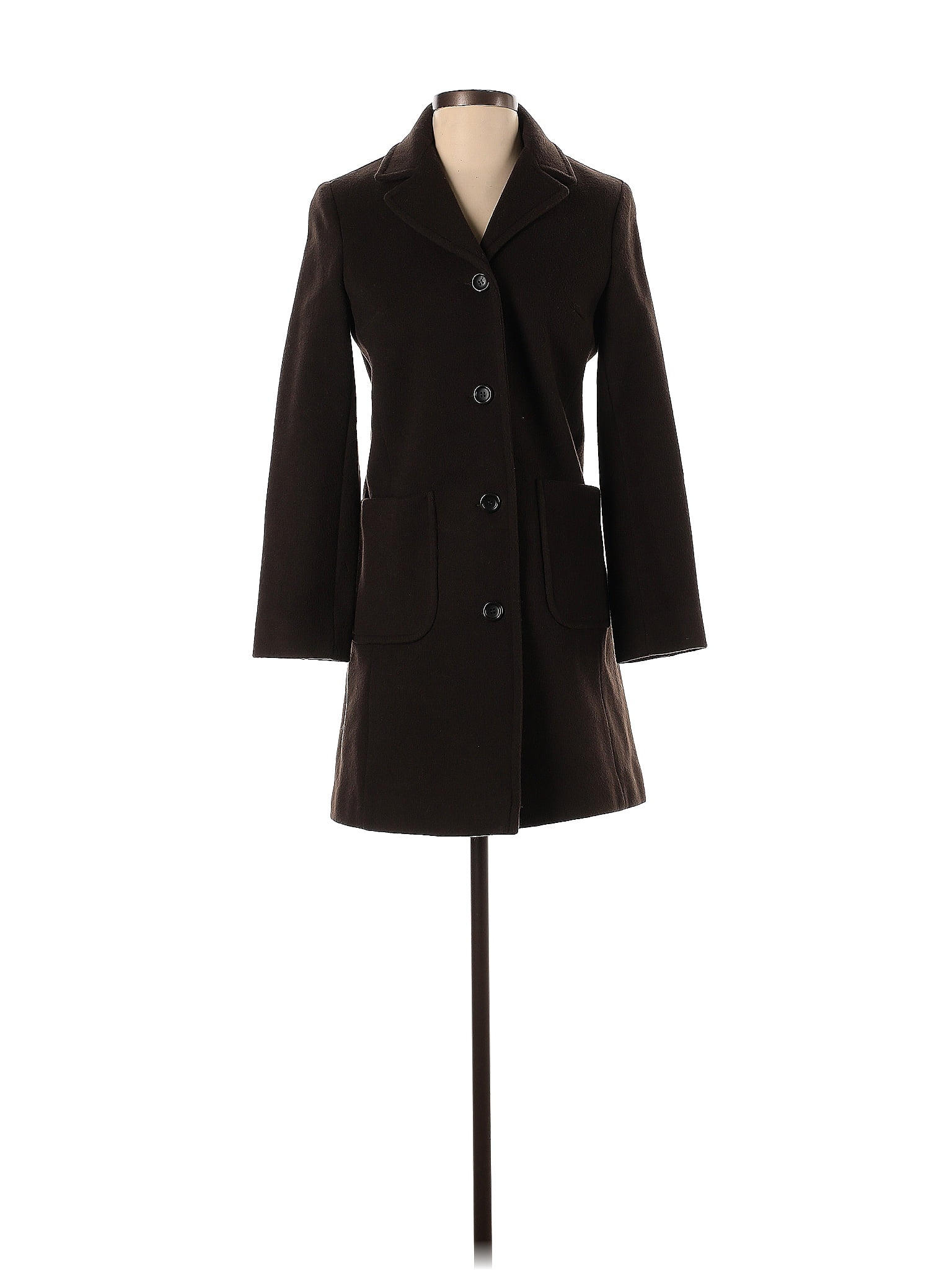 J.Crew Solid Brown Wool Coat Size XS (Petite) - 75% off | thredUP