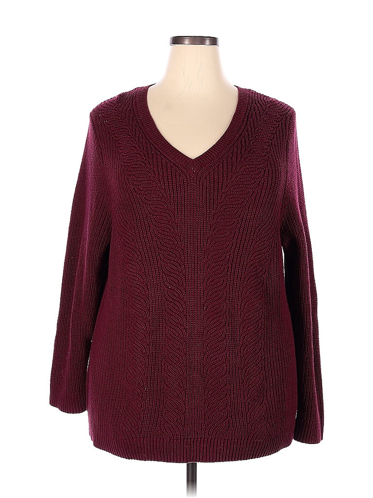 Croft & Barrow Color Block Solid Burgundy Sweatshirt Size 2X (Plus ...