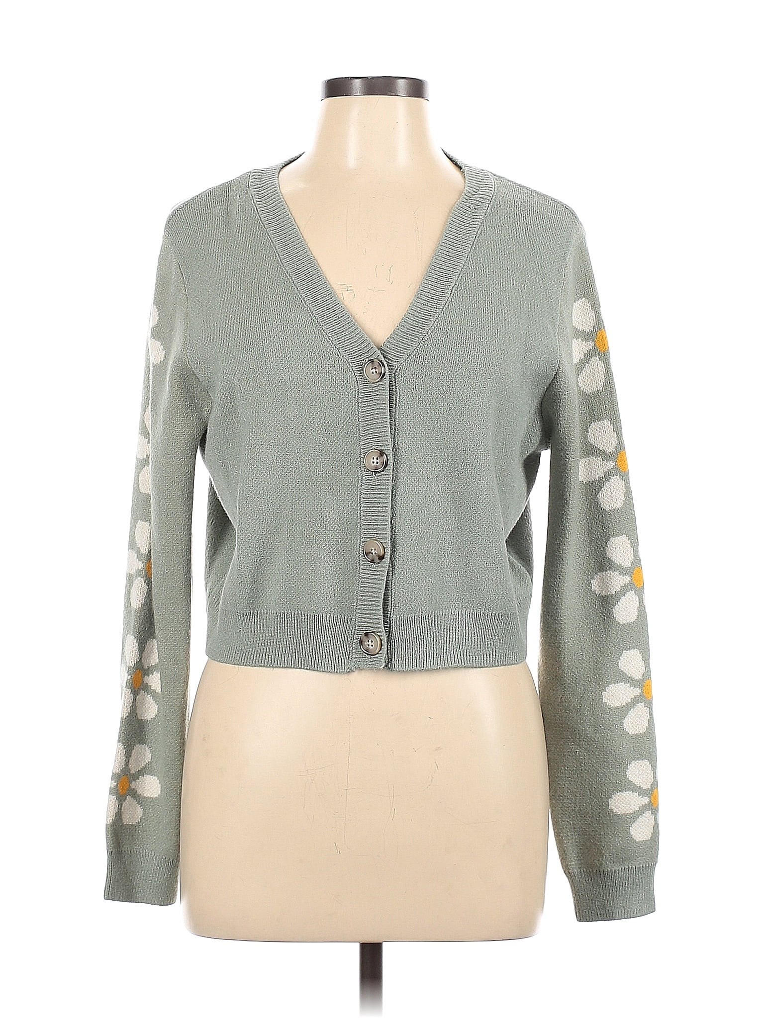 Jessica Simpson Color Block Solid Green Cardigan Size L - 69% off | ThredUp