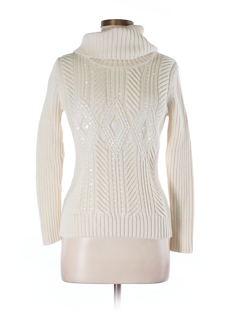 Talbots Solid Beige Turtleneck Sweater Size M (Petite) - 98% off | thredUP