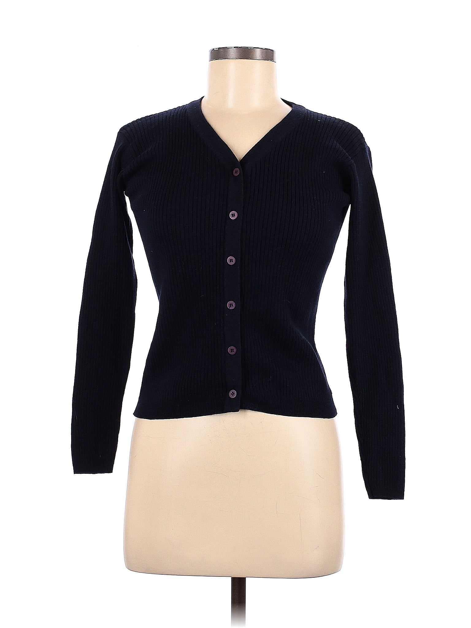 Ellen Tracy Color Block Solid Black Cardigan Size M - 76% off | thredUP