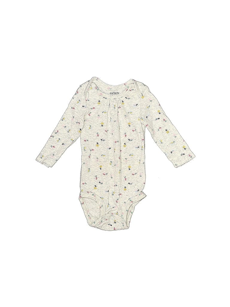 Pre-owned Carter's Babies' Long Sleeve Onesie In White