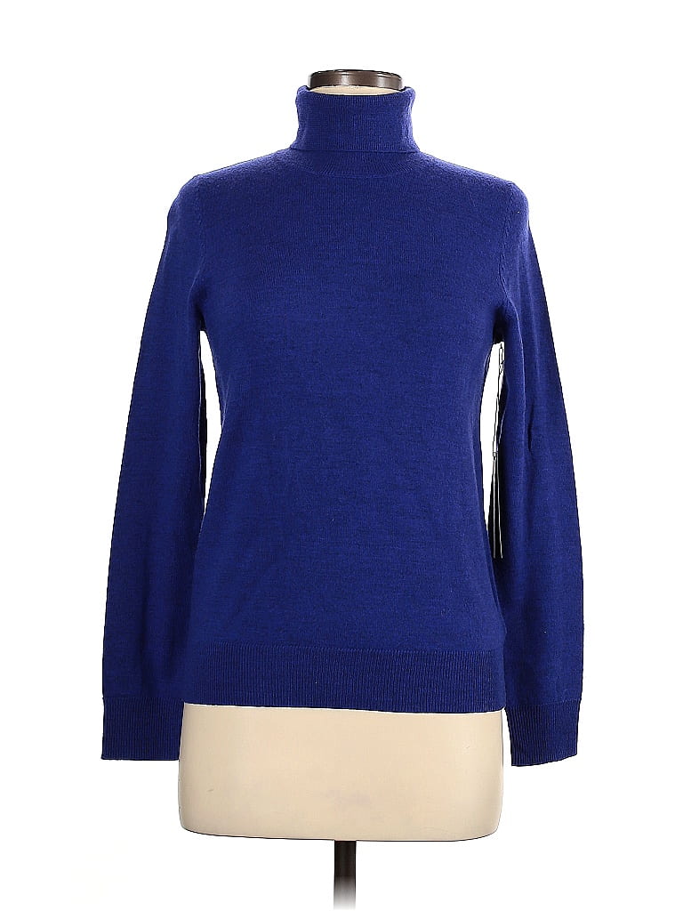 Tahari Merino Solid Blue Turtleneck Sweater Size M Off Thredup