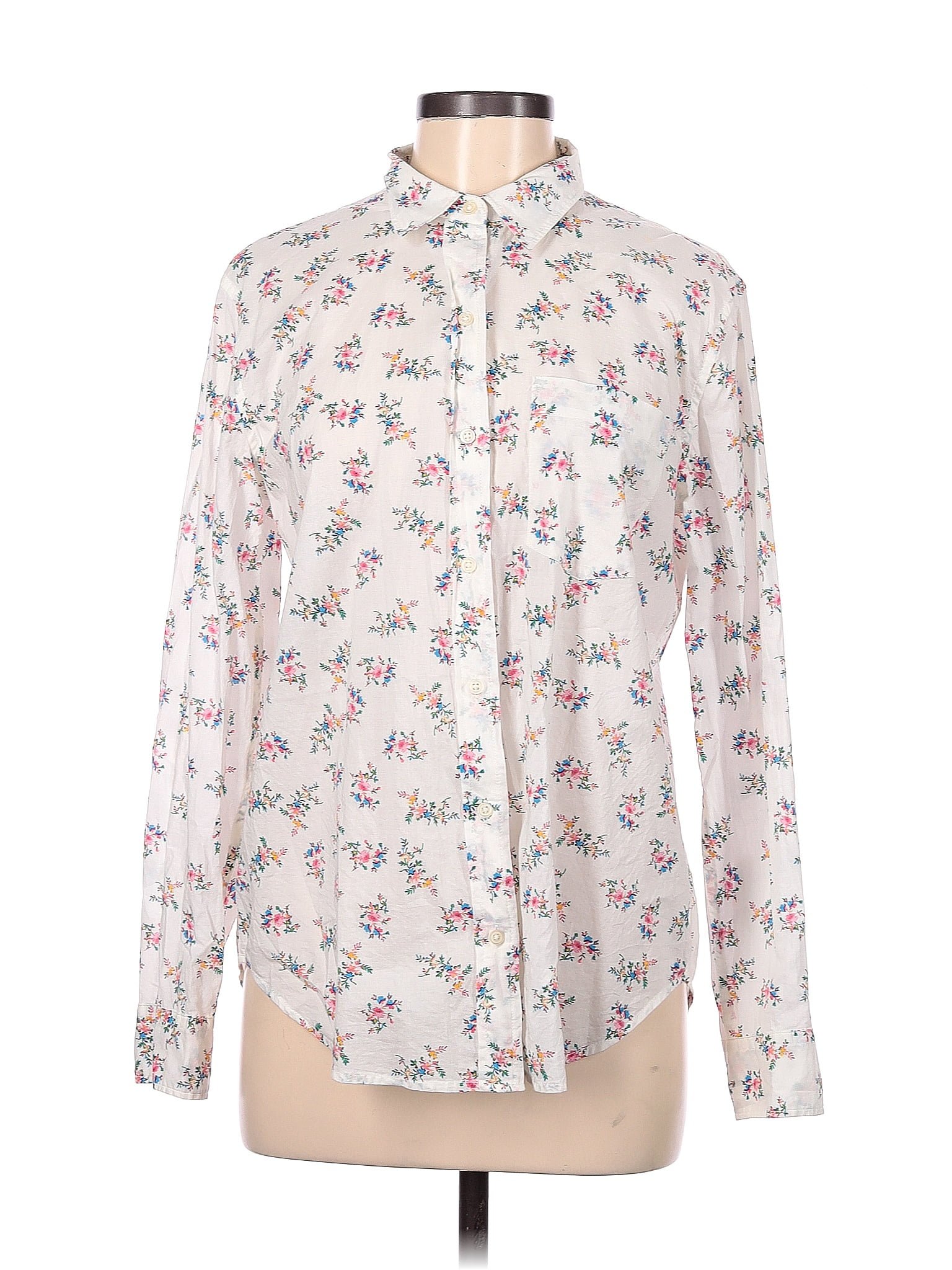 Gap Floral White Ivory Long Sleeve Button Down Shirt Size M 67 Off