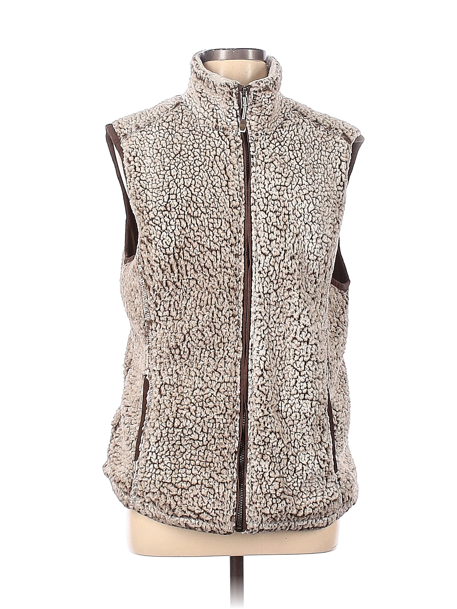 Keren Hart 100% Polyester Brown Ivory Vest Size L - 53% off | thredUP