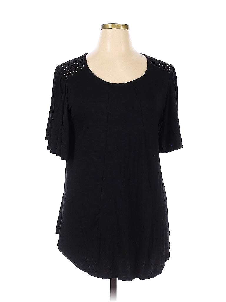 Suzanne Betro Solid Black Short Sleeve Blouse Size XL - 77% off | thredUP