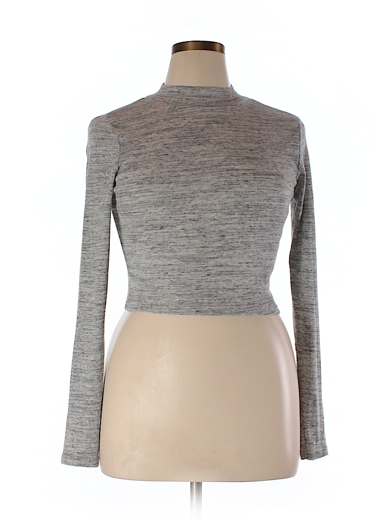 Divided by H&M Solid Gray Long Sleeve Top Size L - 63% off | thredUP