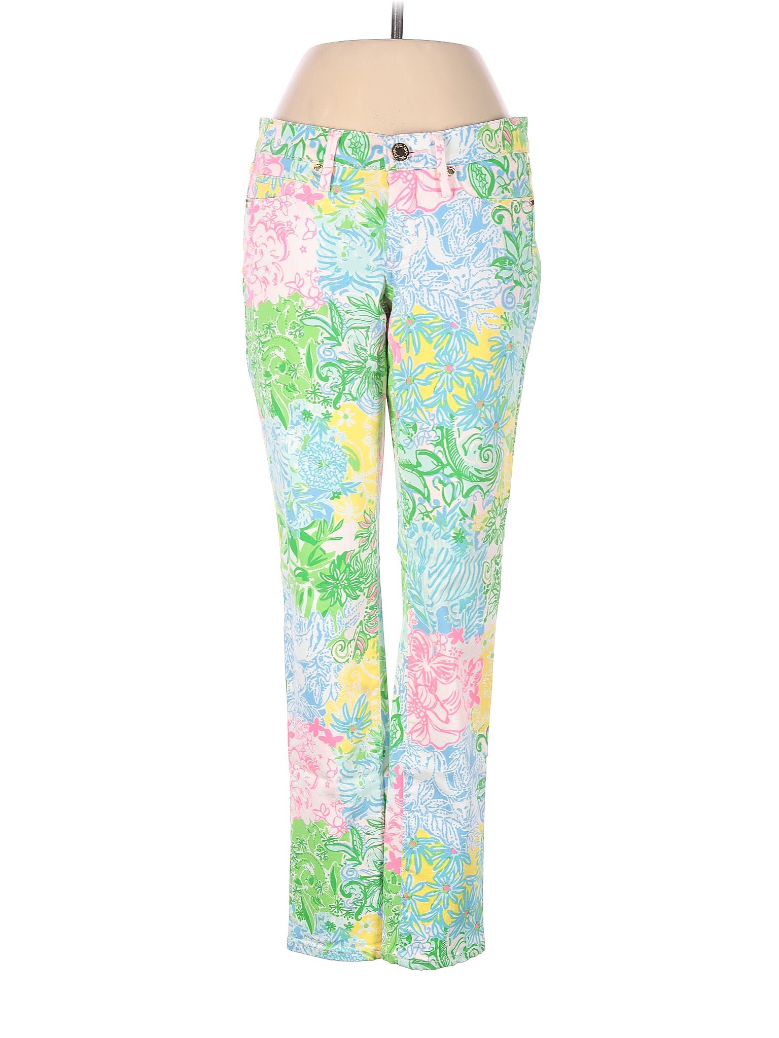 Lilly Pulitzer Floral Multi Color Green Jeans Size 2 - 67% Off | ThredUP