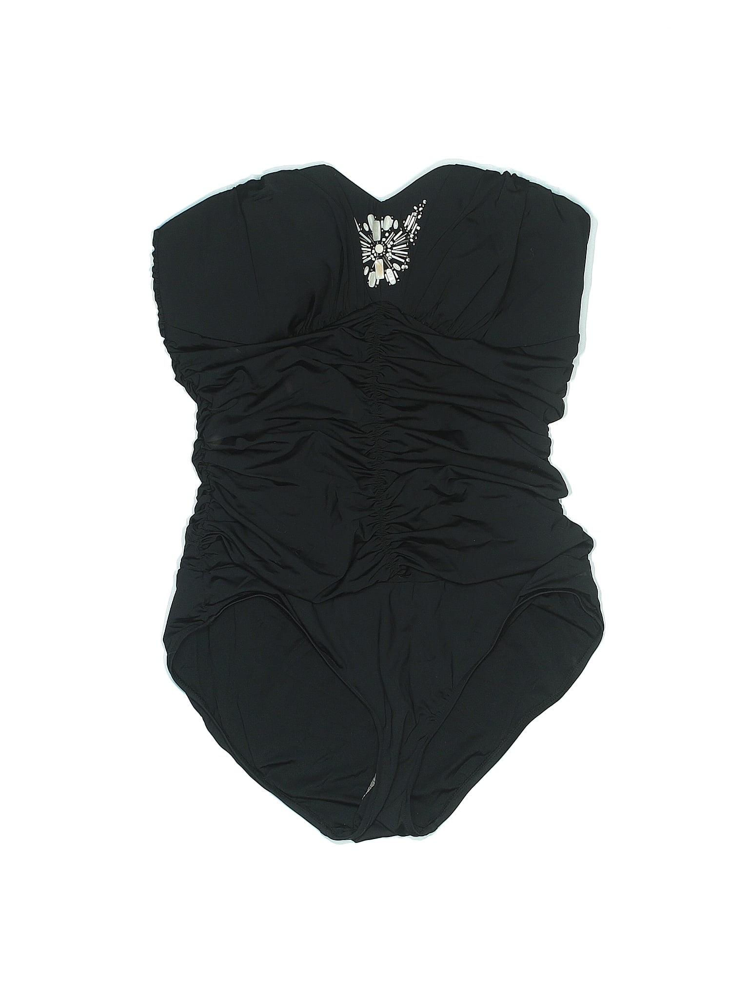 Badgley Mischka Solid Black One Piece Swimsuit Size 14 76 Off Thredup 9519