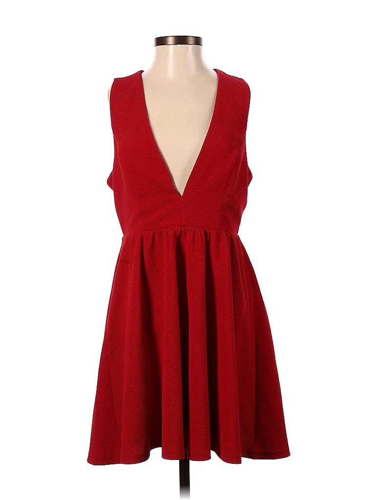 LUCCA Solid Red Casual Dress Size S - photo 1