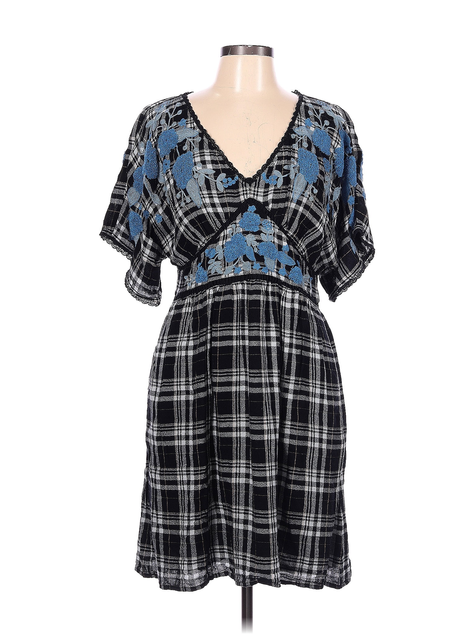 Anthropologie Plaid Multi Color Blue Casual Dress Size 12 66 off