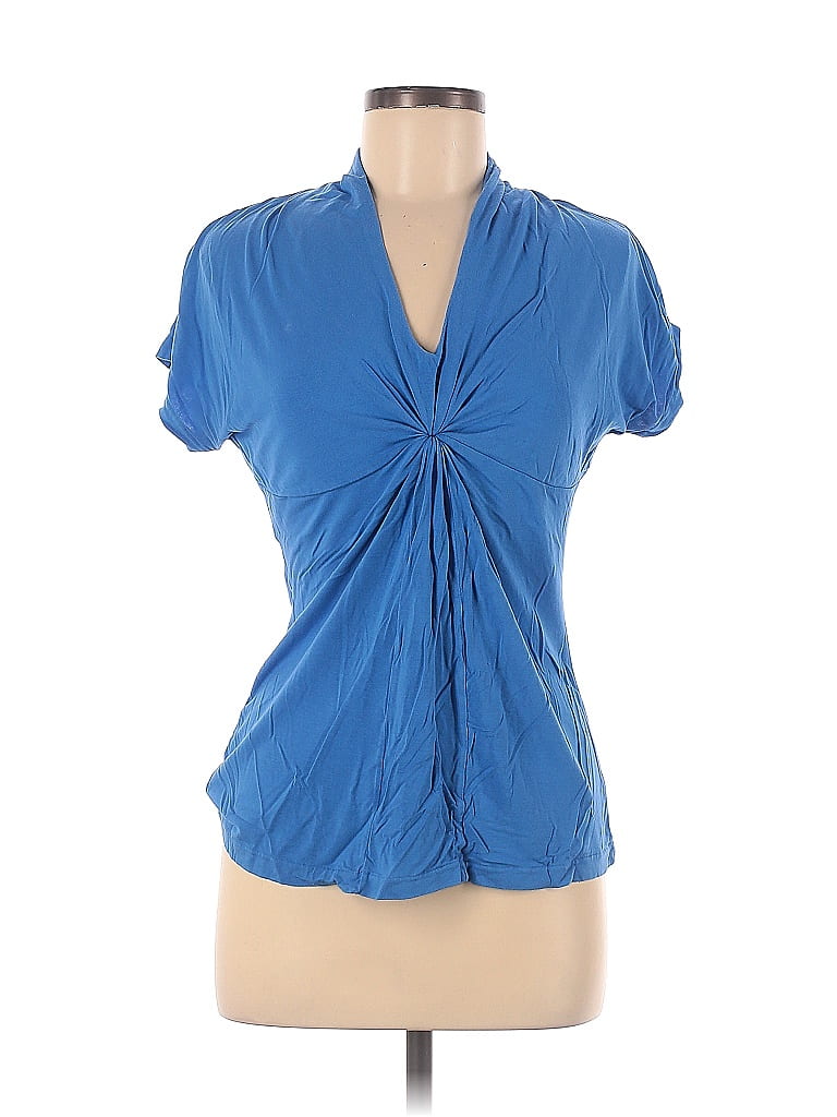 Ann Taylor LOFT Solid Blue Short Sleeve Top Size M - 70% off | thredUP
