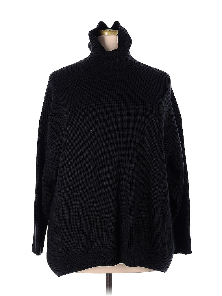J.Crew Color Block Solid Black Turtleneck Sweater Size 2X (Plus) - 68% ...