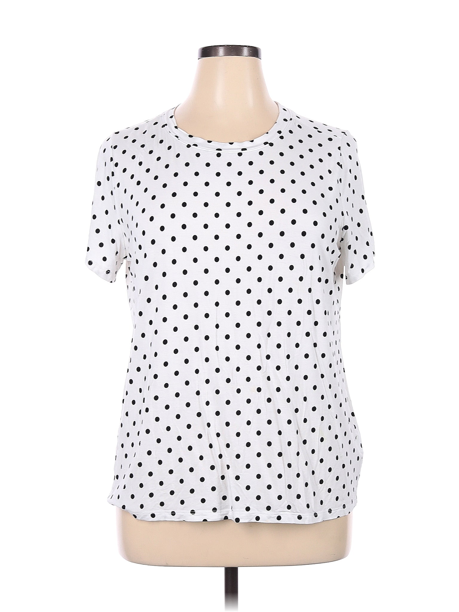 Torrid Polka Dots White Short Sleeve T-Shirt Size 1X Plus (1) (Plus ...