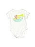 Old Navy 100% Cotton Graphic Tropical Ivory White Short Sleeve Onesie Size 0-3 mo - photo 1
