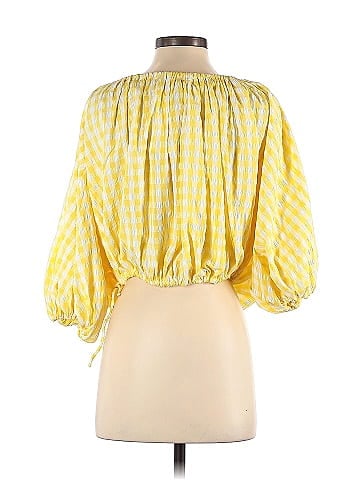 Yellow short cheap sleeve blouse