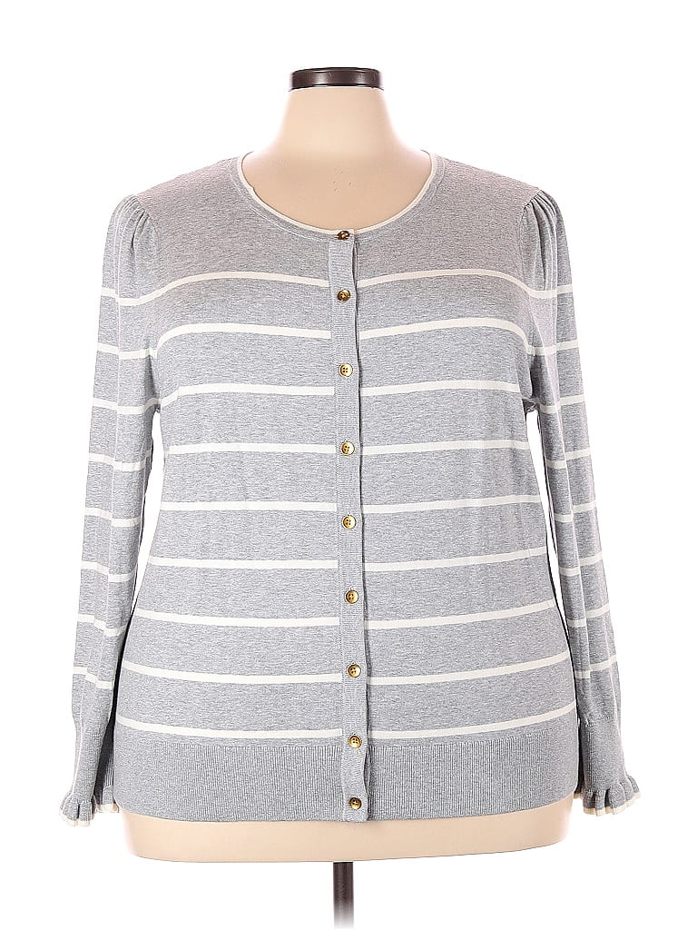 Talbots Color Block Stripes Gray Cardigan Size 3X (Plus) - 70% off ...