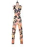 Rue 107 New York Floral Motif Baroque Print Graphic Tropical Pink Jumpsuit Size M - photo 1
