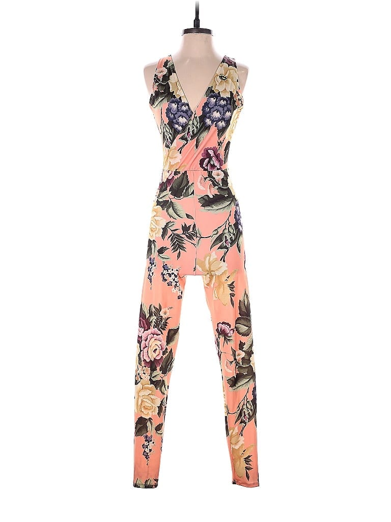 Rue 107 New York Floral Motif Baroque Print Graphic Tropical Pink Jumpsuit Size M - photo 1