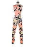 Rue 107 New York Floral Motif Baroque Print Graphic Tropical Pink Jumpsuit Size M - photo 2