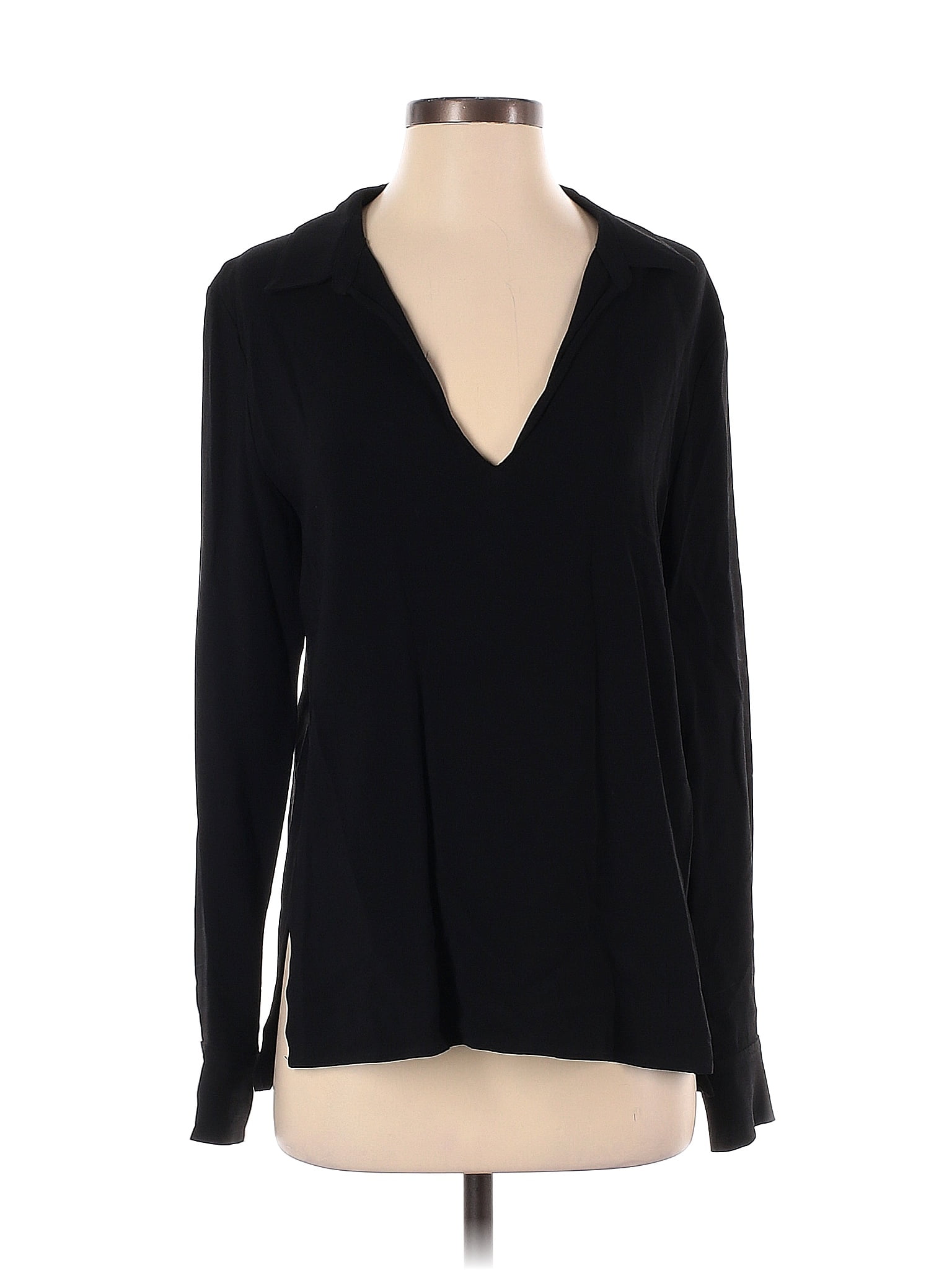 Theory Solid Black Long Sleeve Blouse Size S 84 Off Thredup