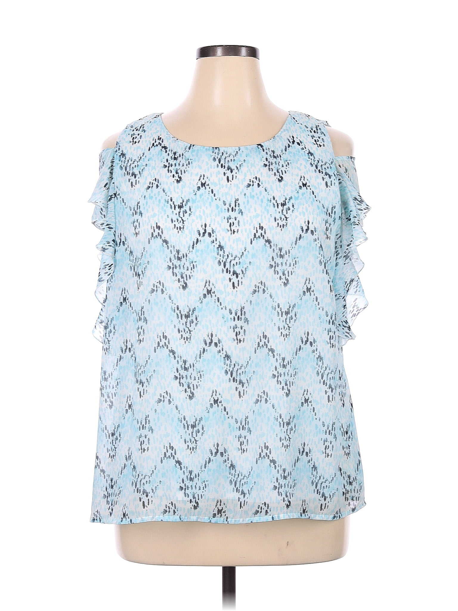 Alyx 100 Polyester Chevron Herringbone Chevron Blue Short Sleeve