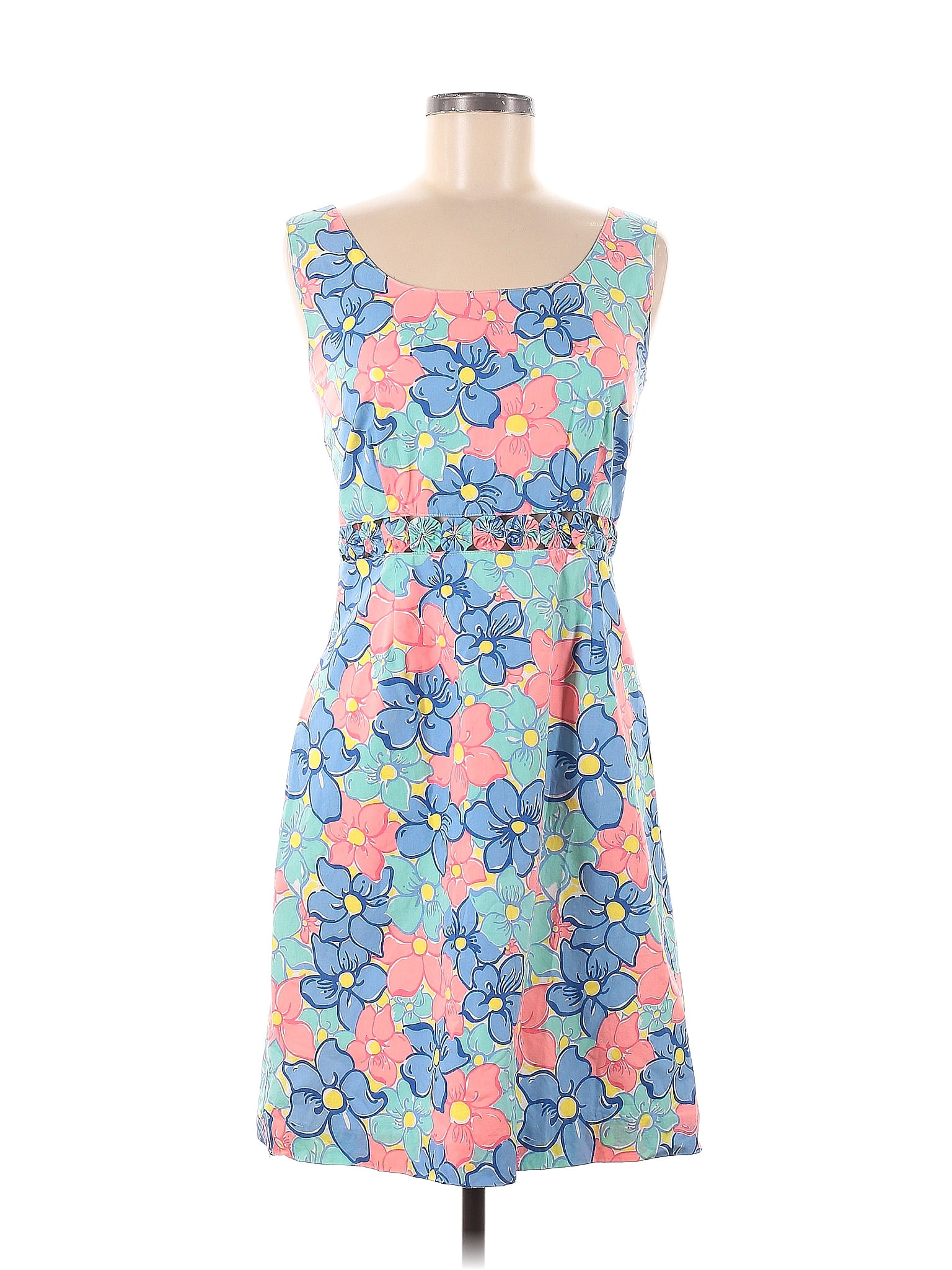 Lilly Pulitzer 100 Cotton Floral Blue Casual Dress Size 8 64 Off