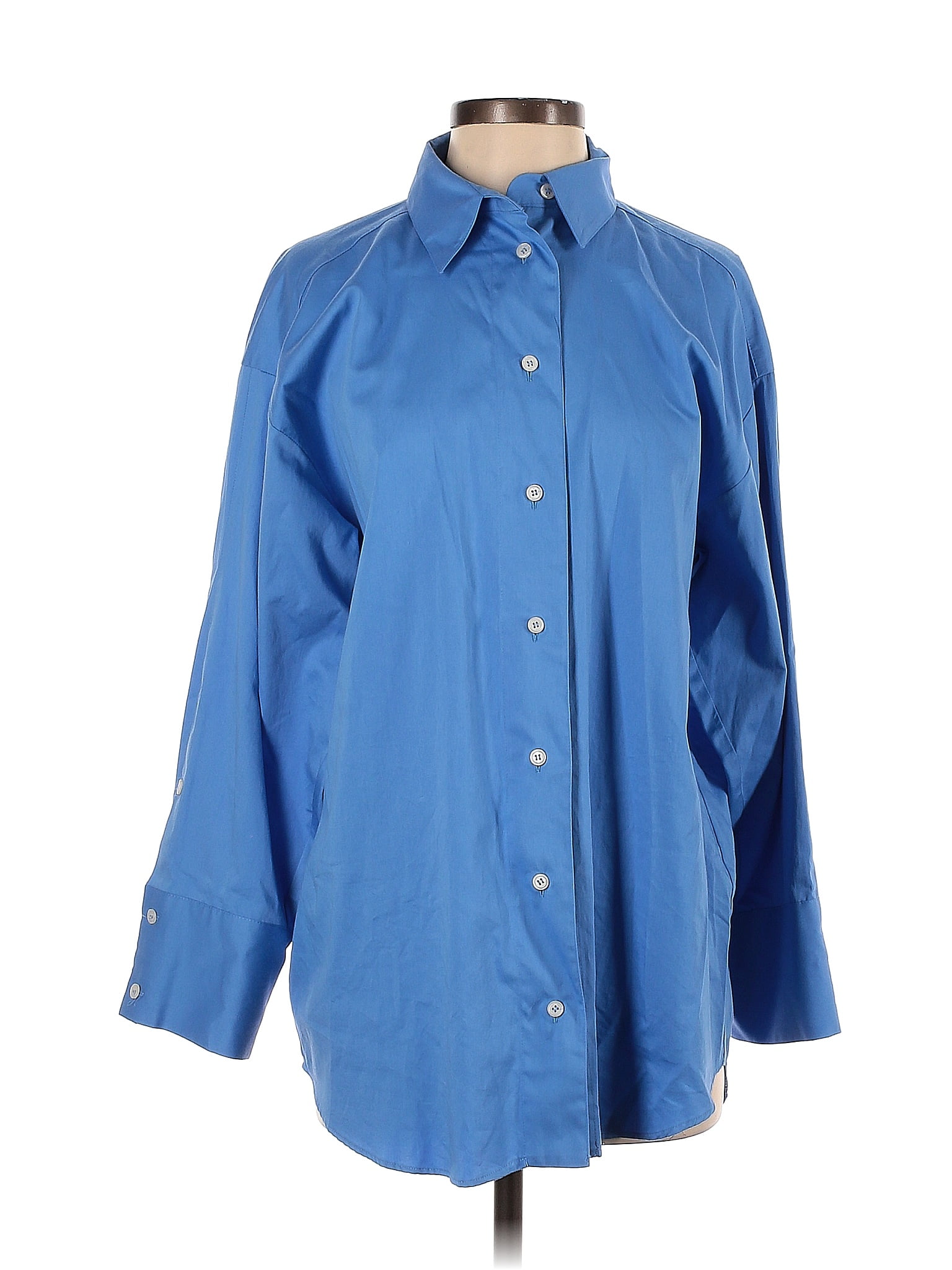 Zara 100 Cotton Blue Long Sleeve Button Down Shirt Size S 50 Off