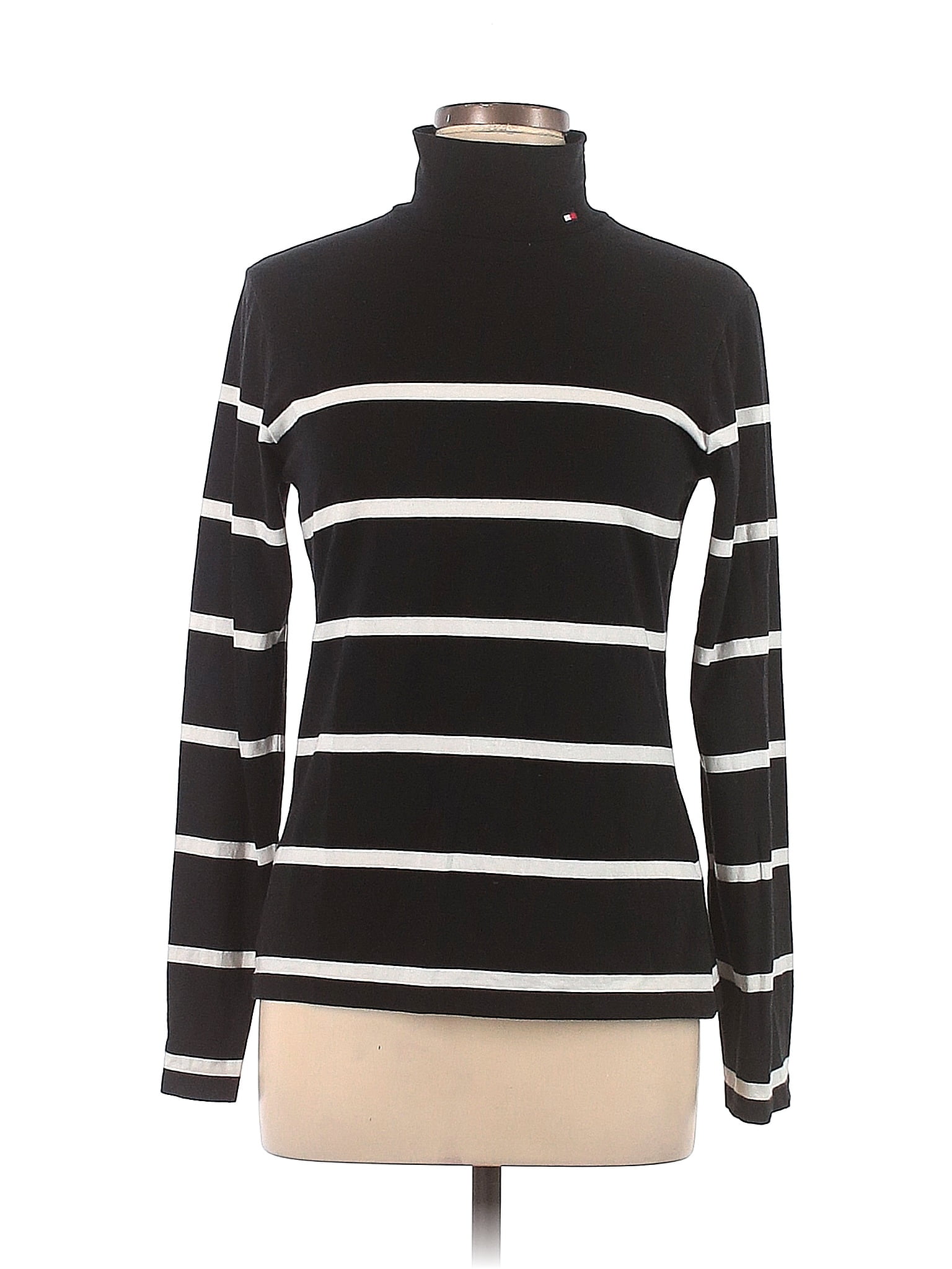 Tommy Hilfiger Stripes Black Long Sleeve Turtleneck Size L 77 Off Thredup 6878