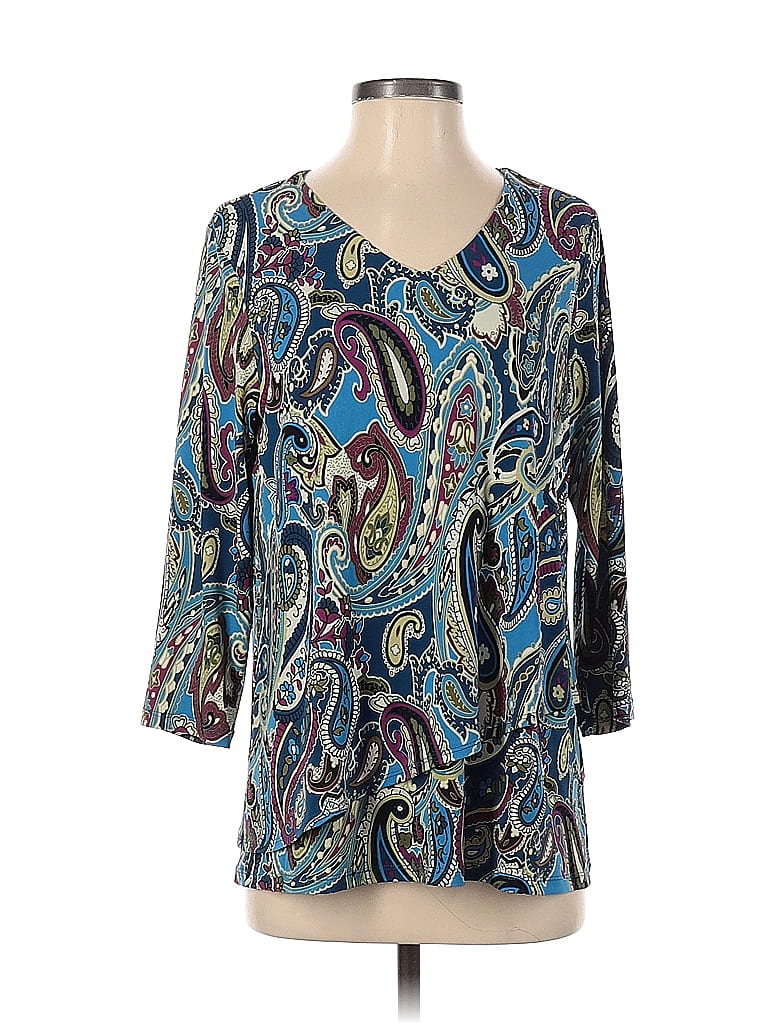 Susan Graver Paisley Blue 3/4 Sleeve Top Size S 62 off thredUP