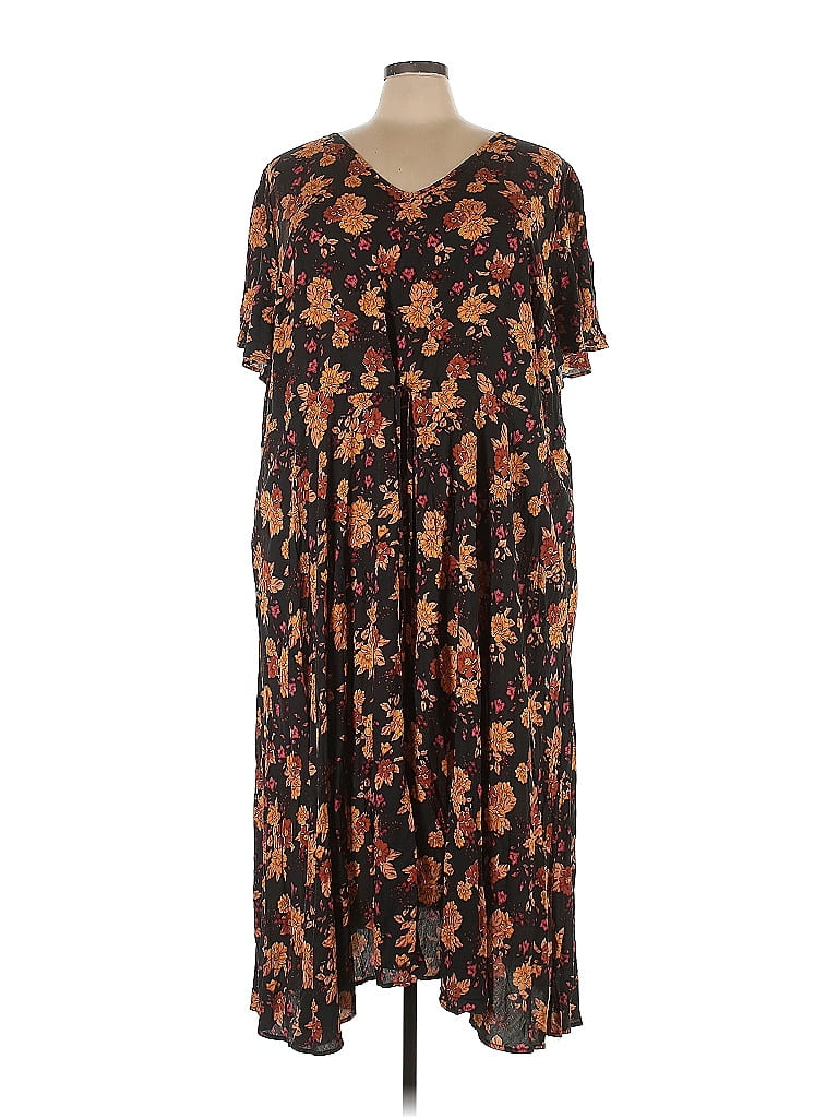 BLOOMCHIC 100% Rayon Floral Multi Color Brown Casual Dress Size 30 ...