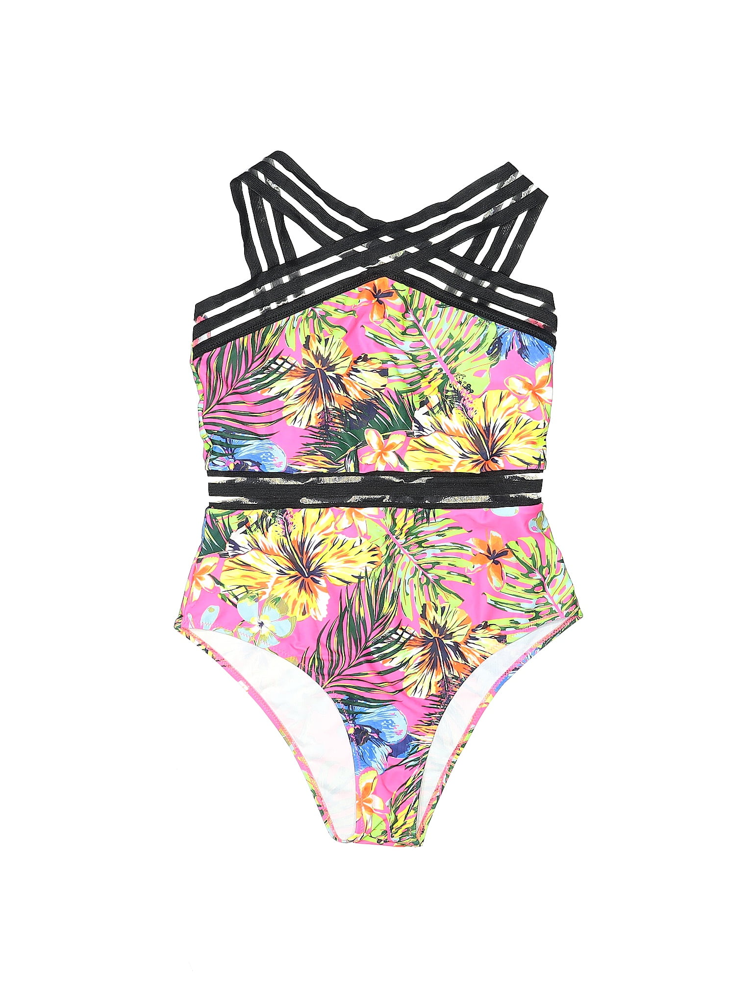 Shein Floral Tropical Multi Color Pink One Piece Swimsuit Size L 50 Off Thredup 6472