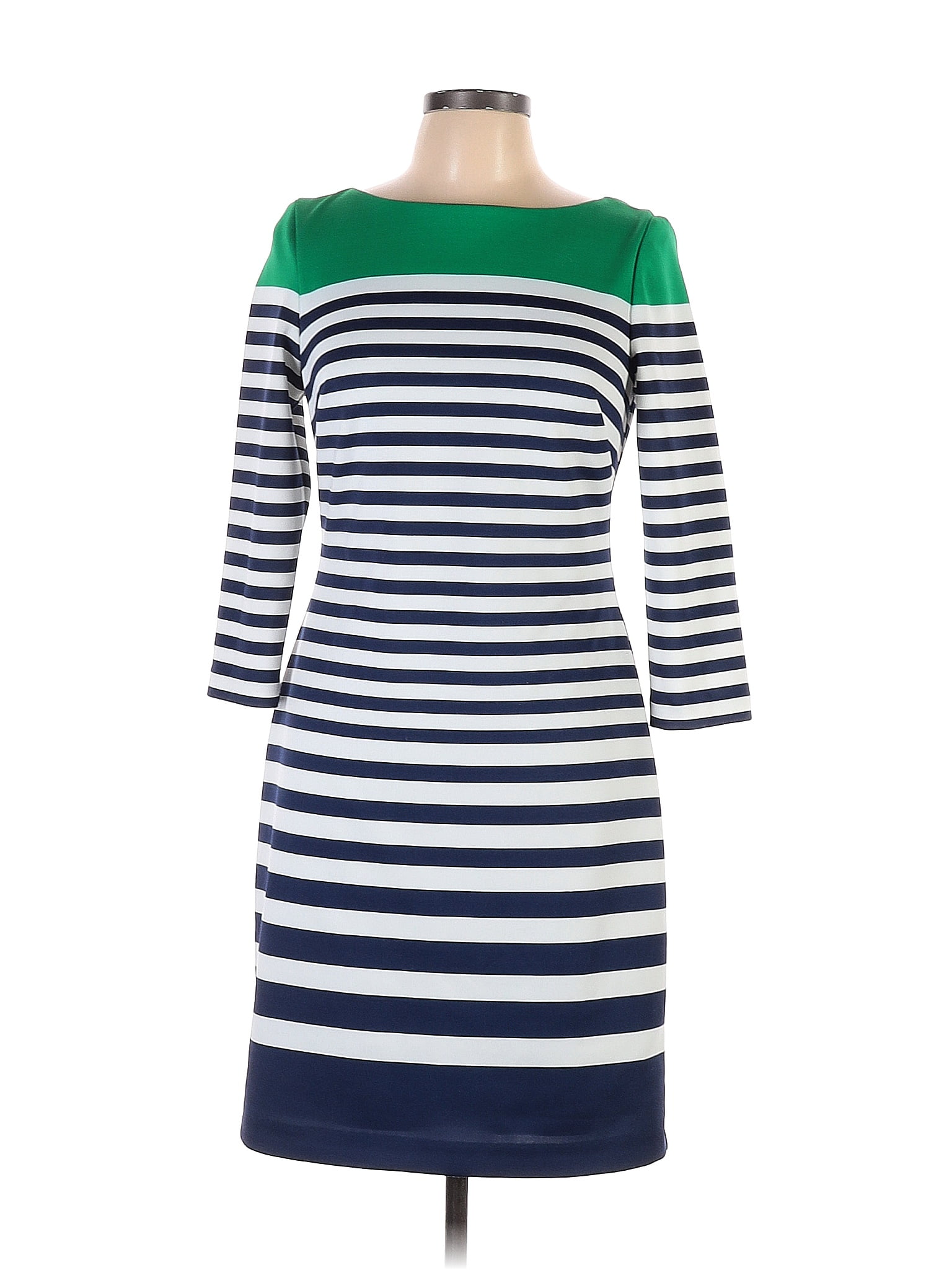 Eliza J Color Block Stripes Multi Color Green Casual Dress Size 6 78