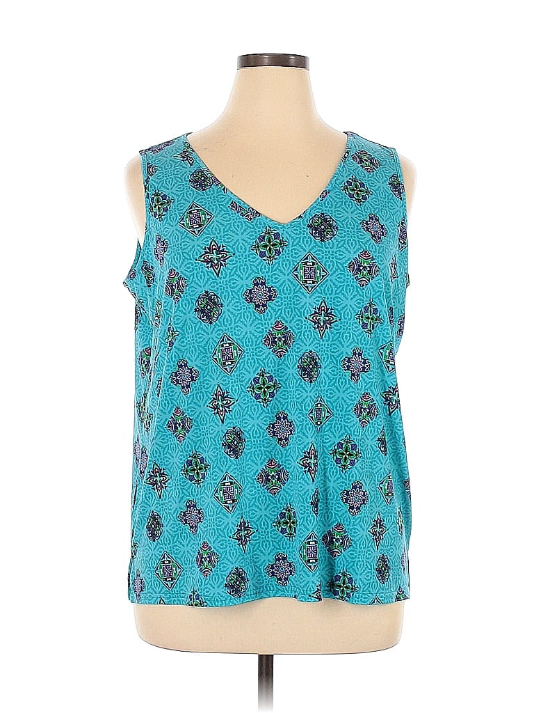 Belle By Kim Gravel Polka Dots Teal Sleeveless Blouse Size XL - 73% off ...