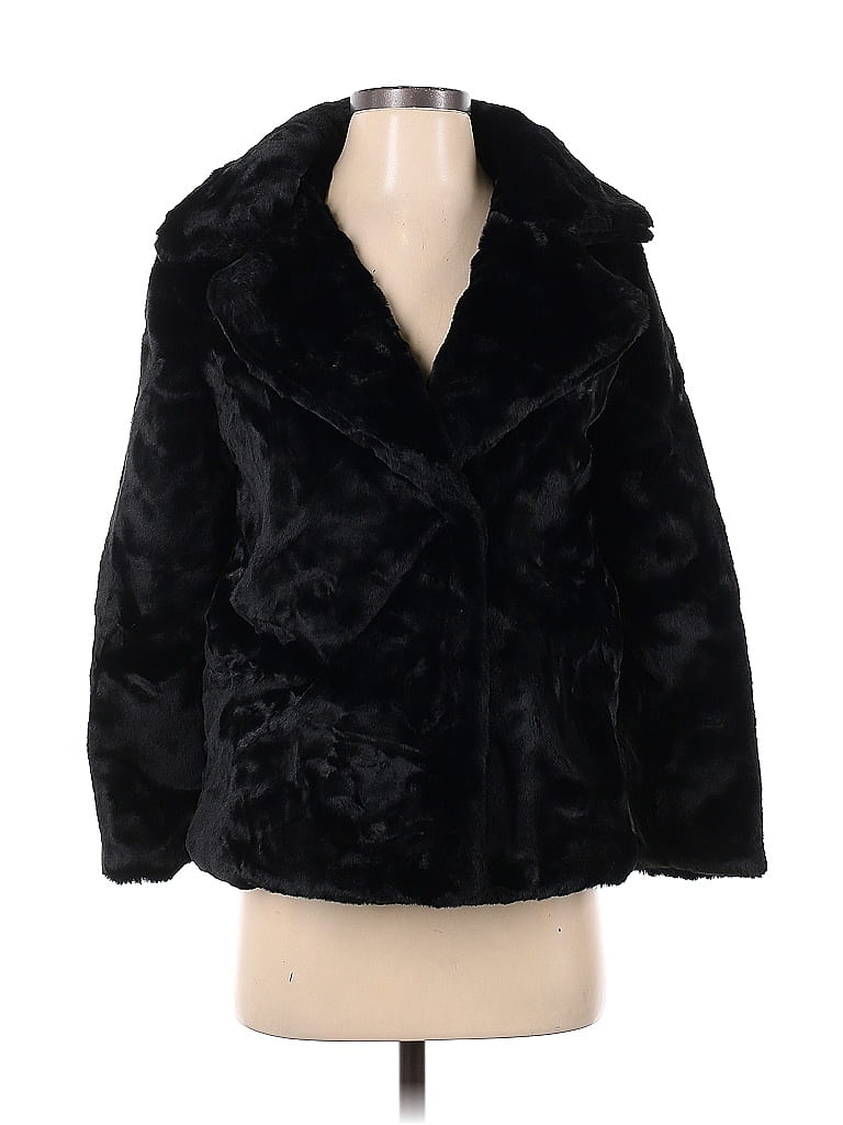 Assorted Brands 100% Cotton Solid Black Faux Fur Jacket Size S - 55% ...